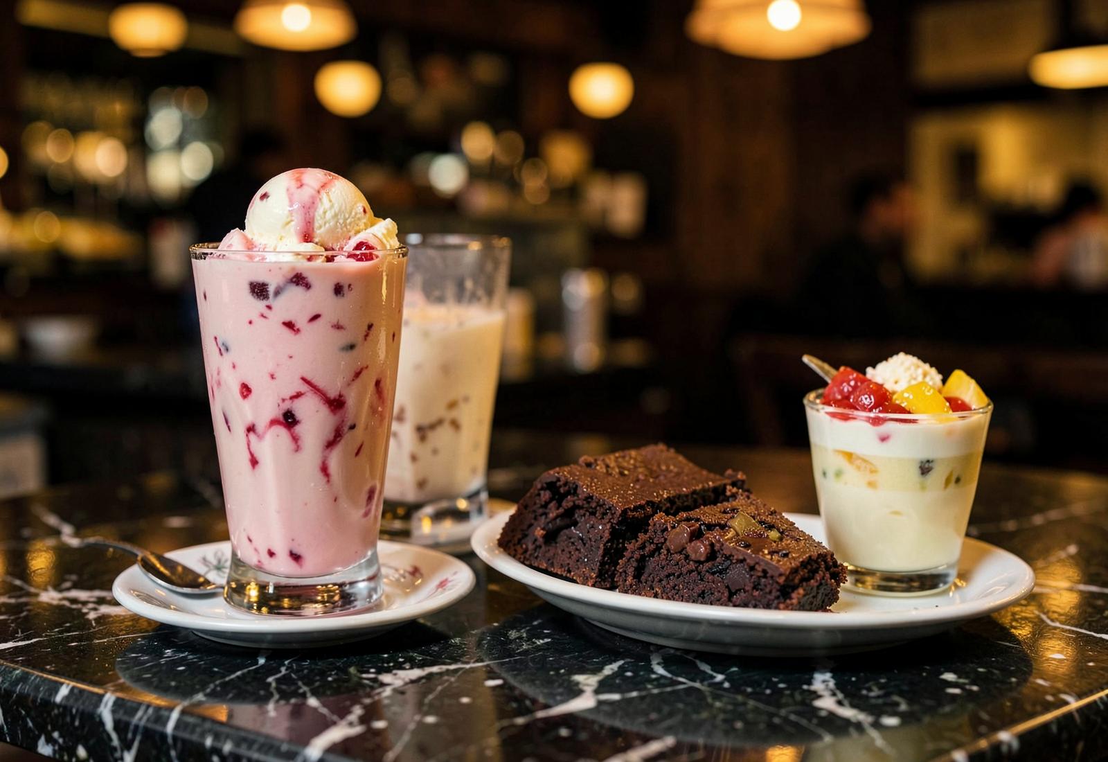 Falooda, brownies and fruit custard desserts